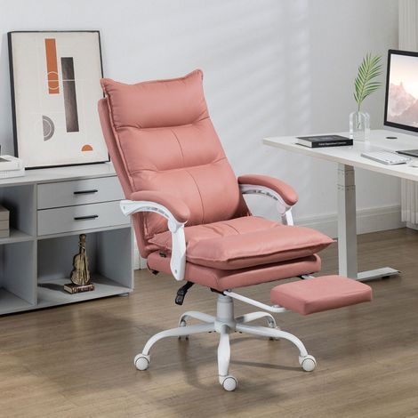 Bürostuhl mit Massage- und Heizfunktion, höhenverstellbar, mit verstellbarer Rückenlehne, 66 x 74 x 121,5 cm, rosa