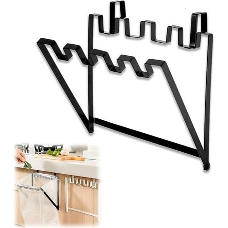 Porta pattumiera pieghevole, porta pattumiera portatile in filo metallico, accessorio da cucina, supporto per sacchi della spazzatura domestici, spazio in cucina (1/4)