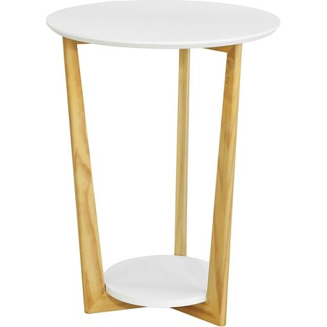 SoBuy FBT52-WN Beistelltisch mit 2 Ablagen Couchtisch Kaffeetisch Balkontisch weiß-Natur, BHT ca: 45x60x45cm (1/5)