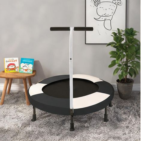Mini trampoline enfant avec main courante 91 cm noir et blanc (1/5)