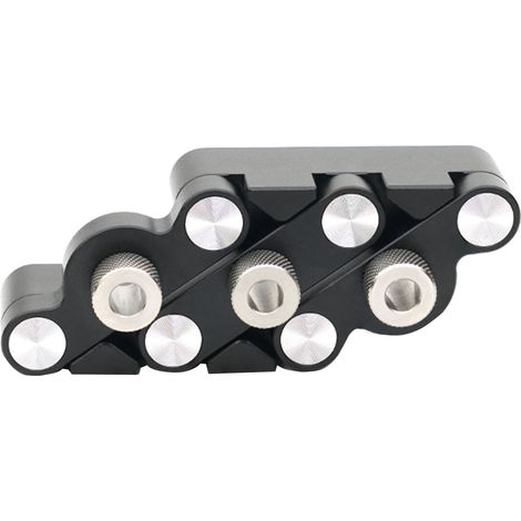 Gabarit de perçage à centrage automatique pour tourillons de 13 à 32 mm, avec guide de perçage et poinçon de positionnement, et 3 forets inclus. (1/5)