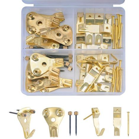 56 Pieces Frame Hangers, Includes 30 & 50 Lbs For Wall Hooks And Nails – For Hanging Clocks, Photos, Bags, Canvases On Hard Walls (1/5)