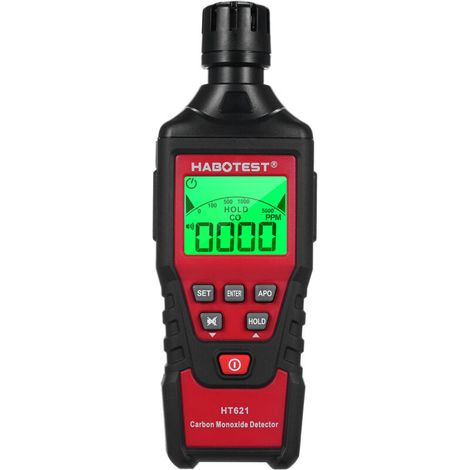 HT621 Tragbarer Kohlenmonoxid-Detektor, akustischer und optischer Alarm, CO-Alarm 0-5000PPM, hintergrundbeleuchtetes LCD-Display, für Zuhause, Auto, Camping, Reisen usw.