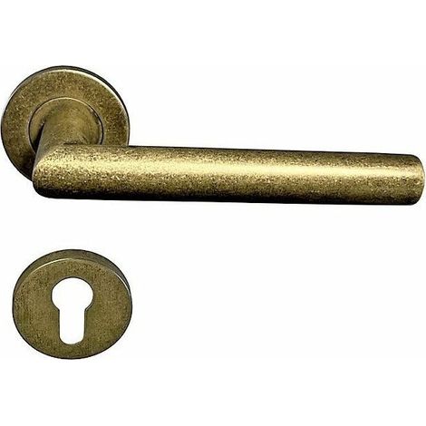 Paire de Poignées sur Rosaces "ANTIQUE OR" Inox 304 +1 Paire de rosaces cylindre