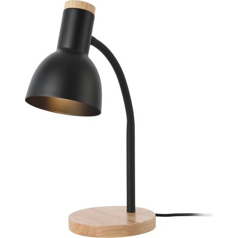 Lampada da tavolo con paralume effetto legno nero 17 x 12 cm 030009551
