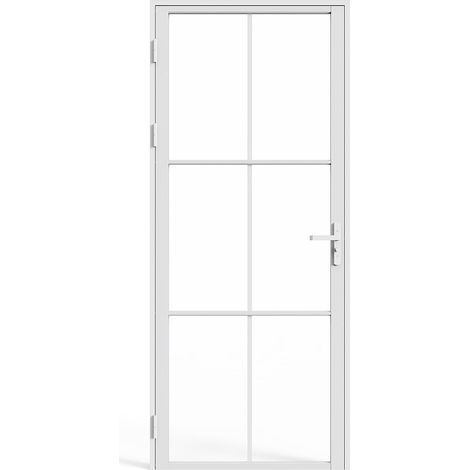 Blocco porta reversibile H204 x L83 cm in Alluminio e Vetro temperato Bianco - SEROTO