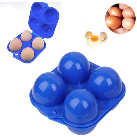 4 Grille Boite Oeuf en Plastique, Portable Boite a Oeuf avec Couvercle, Conteneur de Stockage D'oeufs, Boîte de Rangement d'Oeufs pour Frigo Réfrigérateur Camping (1/4)