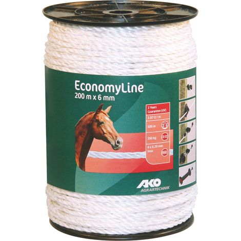 Weidezaunseil 200 m 6 mm 6x0,20 mm Niroleiter Elektroseil Weidezaun robust (1/2)
