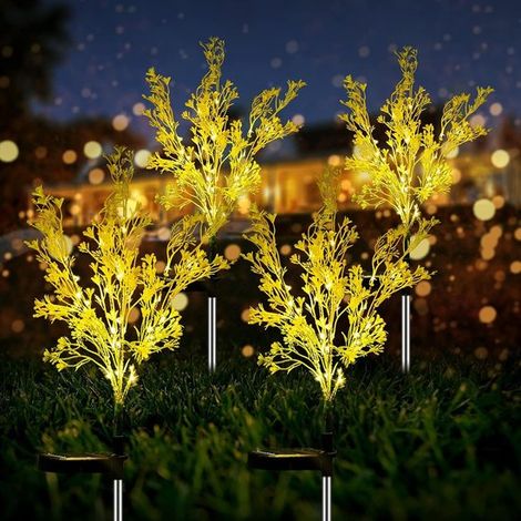 4 pezzi, 7 steli, luci solari da giardino impermeabili IP65 per uso esterno, fiori solari color oro che si illuminano dal tramonto all'alba (1/5)
