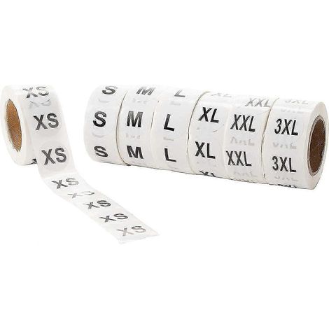 Étiquettes autocollantes de taille - Étiquettes de taille, autocollants ronds adhésifs pour vêtements, autocollants en rouleau pour vêtements, pour la vente au détail et les magasins (1/5)