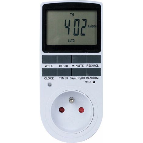 Zeitschaltuhr für Steckdosen, wöchentliche Zeitschaltuhr für Steckdosen mit 10 Programmen, rund um die Uhr programmierbare Steckdose mit LCD-Bildschirm (1 Stück) (1/5)