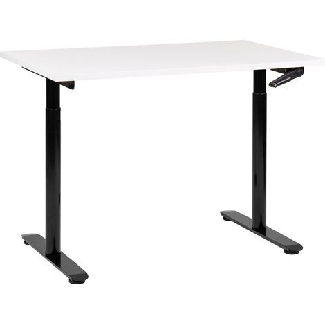 Scrivania regolabile manualmente bianco e nero 120 x 72 cm DESTINAS