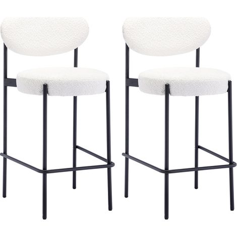 Esszimmerstühle für Küche aus Teddystoff mit Metallbeine Modern Weiß 2er Set Wahson (1/5)