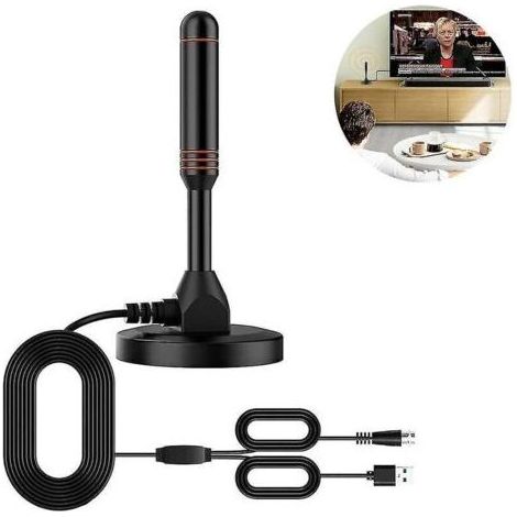 Antenne TV HD numérique – Comprend une base magnétique et un câble coaxial – Antenne TV Antenne TV terrestre – Intérieure ou extérieure (1/3)