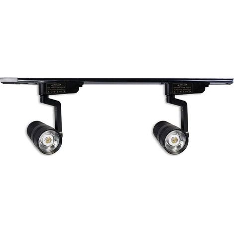 Kit 2 faretti led cob 10 watt scocca nera con binario da soffitto proiettore luce bianca fredda 6500k illuminazione faro (1/3)