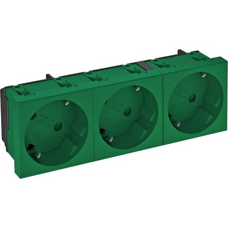 OBO Bettermann Enchufe 33°, 3 veces contacto de protección 250V, 10/16A policarbonato verde menta RAL 6029, 6120127