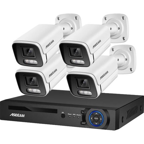 Système de caméra de sécurité, résolution 8MP, détection de mouvement par IA, ensemble de caméras de surveillance vidéo pour extérieur, Aucun-a, 4CH NVR et 4 Caméra (1/2)