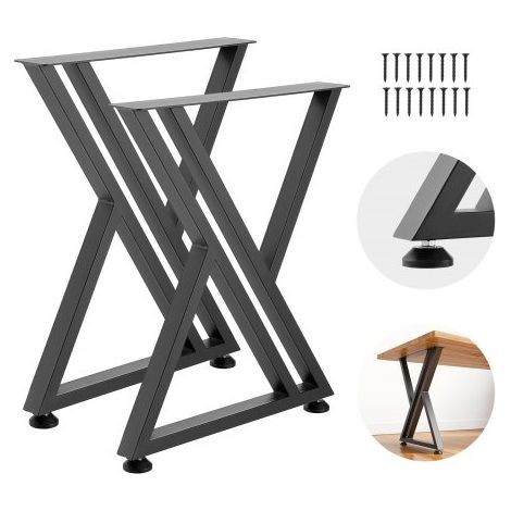 Tischkufen 2er-Set 610x740 mm, X-Förmige Tischuntergestell 1000 kg, Tischbeine Kohlenstoffstahl, Möbelfüße, Tischgestell, Tischfüße für Schreibtische, Couchtische, Esstische, Schwarz (1/5)