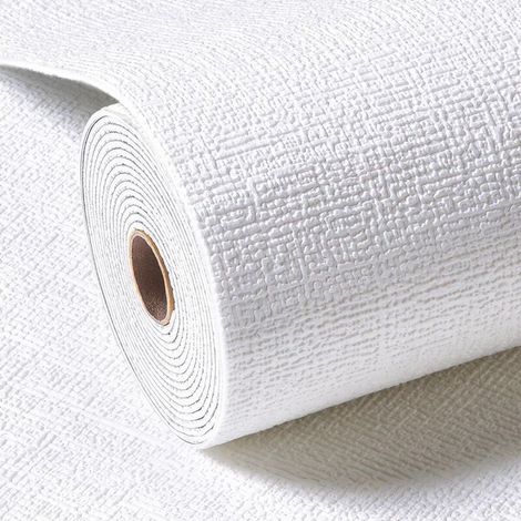 Papier peint en mousse 3D, imperméable, adapté à la décoration murale du salon ou de la chambre, blanc, 1 rouleau (longueur 10 m, largeur 50 cm). (1/5)
