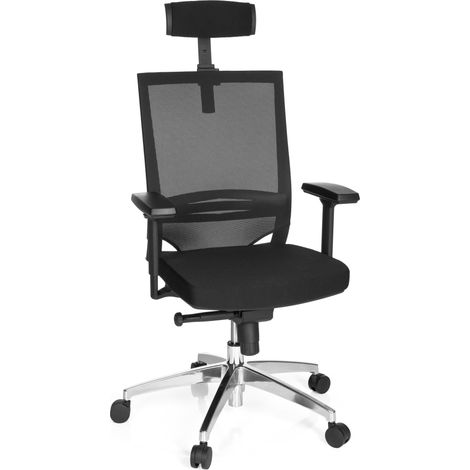 Bürostuhl / Chefsessel PORTO MAX HIGH Sitz Stoff / Rücken Netz schwarz hjh OFFICE (1/5)
