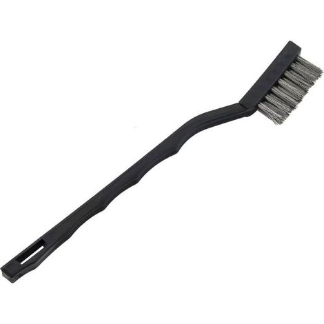 1 Pièces Mini Brosse de nettoyage et avec Manche Incurvé en Plastique Noir pour Nettoyer Rouille Les Taches D'huile Poussière Peinture(Fil en acier inoxydable) (1/2)