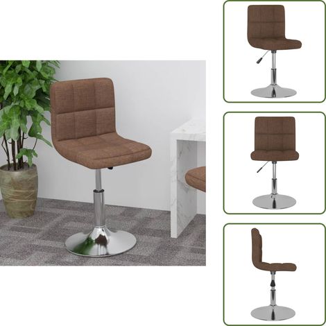 Silla de cocina ajustable - vidaXL Taburete de cocina giratorio de tela marrón - Silla de cocina con mecanismo de elevación