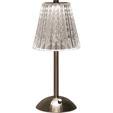 V-TAC Lampada LED da Tavolo 2.4W 130295mm Colore Nichel, Ricaricabile, Touch CCT 3in1