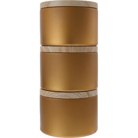 Lot de 3 Pots à Bougies en Fer Réutilisables Couvercle Bois, Boîte Ronde Métal Facile à Transporter pour Décoration Intérieure et Banquet (1/5)