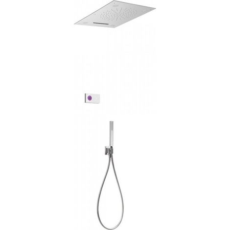 Kit de douche thermostatique électronique et encastré SHOWER TECHNOLOGY CHROMOTHERAPY avec contrôle électronique compris (blanc) (1/2)