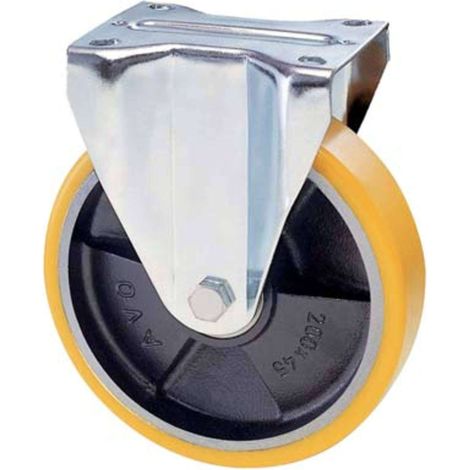RUOTA A FORCELLA SU PIASTRA 22A AVO - A/ZINCR/POL.GIAL D/GHISA D.MM 150X30 P.MM 100X85 - 1 pezzo