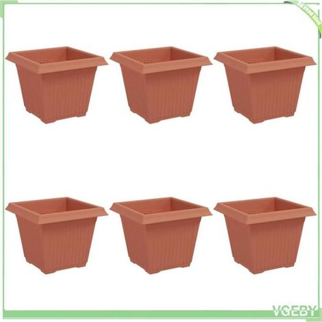 Pot de fleurs - FAFEICY - 42020328 - Carré - Rouge brique - 20 x 20 x 16 cm - Pack 6 (1/5)