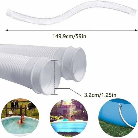 Tuyau d'aspiration de rechange en 2 pièces pour piscines hors sol, tuyau de rechange pour pompe de filtration (150 x 3,2 cm) - (1/5)