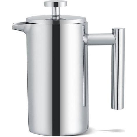 RHG Cafetière à double paroi en acier inoxydable de 350 ml cafetière à piston avec filtre (1/5)