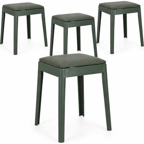 Lot de 4 tabourets d’appoint empilables SCOOBY - Hauteur d'assise 49cm-Vert (1/5)