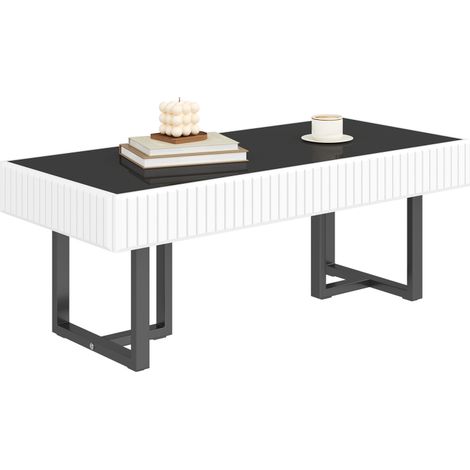 Table basse moderne noir et blanc brillante 110 x 50,5 x 41 cm (1/5)