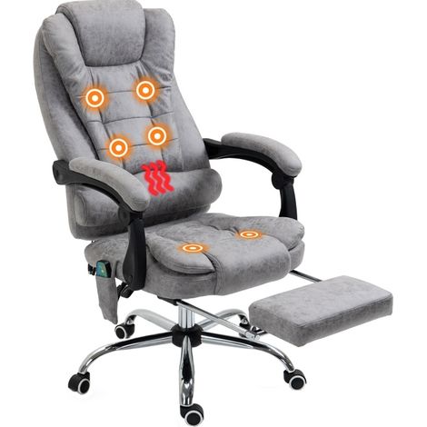 Sedia da ufficio ergonomica con massaggio e riscaldamento reclinabile 135° grigia MODENUIT (1/4)