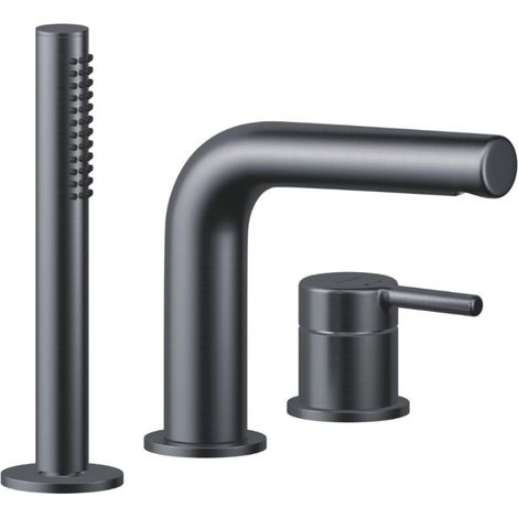 ECOLAM 3 Loch Wannenarmatur PI Graphit gebürstet Wannenrandarmatur Badewannenarmatur Mischbatterie Handbrause (1/5)