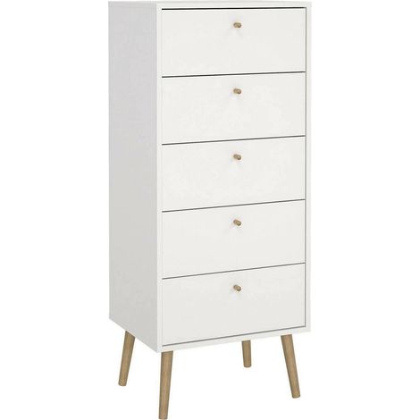 Dmora - Cassettiera Yaounde, Settimino multiuso, Comò camera da letto, Mobile con cassetti, 50x39 h120 cm, Bianco
