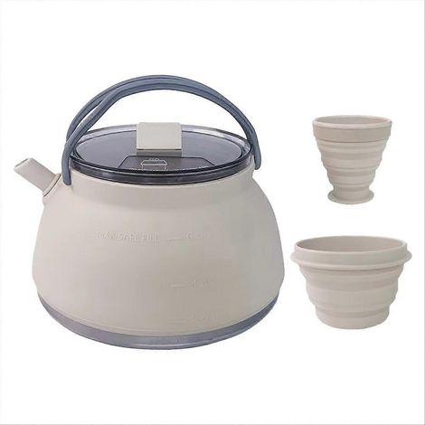 Bouilloire de camping pliable et portable, cafetière pliable en silicone avec poignée pour la randonnée, les voyages et les activités de plein air (1/5)