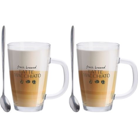 Latte-Kaffee-Gläser + Löffel 300 ml (1/3)