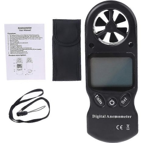 Anémomètre numérique mesurant la vitesse du vent, la température et l'effet de refroidissement éolien kit de remplacement extérieur, noir. (1/5)