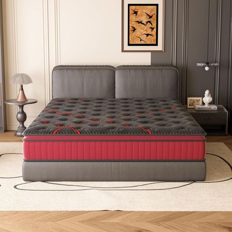Matelas 120x190 cm DEWINNER, Épaisseur 30 cm, Mousse à Mémoire de Forme, Ressorts Ensachés, 7 Zones Ergonomiques, Hybride, Fermeté Moyenne, Respirant et Anti-Humidité