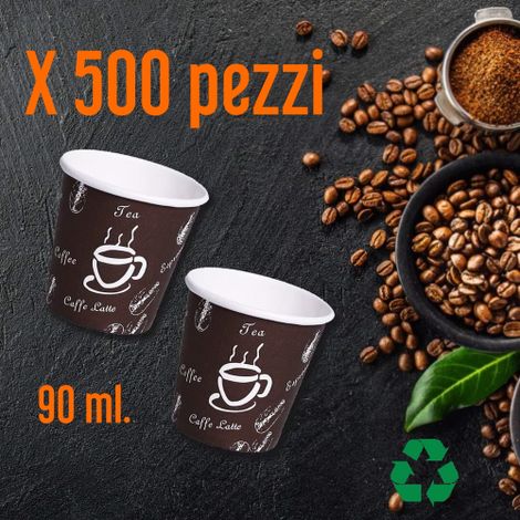 500 PZ Bicchieri Bicchierini Caffe' CARTA 90 ML Chicco Caffe' ASPORTO Bar MONOUSO (1/2)