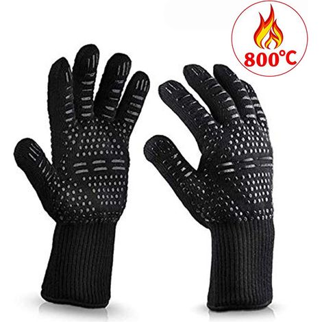 Guanti da barbecue, guanti da forno resistenti al calore fino a 800°C, guanti da cucina resistenti al calore e antiscivolo, guanti da cucina termici per barbecue/forno/griglia/camino/saldatura/cottura