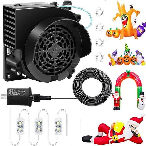 Ventilateur gonflable de remplacement 12 V 1,2 A, mini ventilateur souffleur d'air avec adaptateur 12 V 1,5 A et 3 ampoules LED pour extérieur (prise US). (1/5)