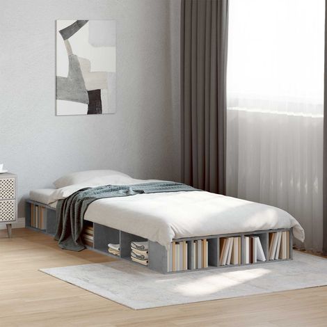 Cadre de lit avec rangement avec étagère Gris béton 80 x 200 cm (1/5)