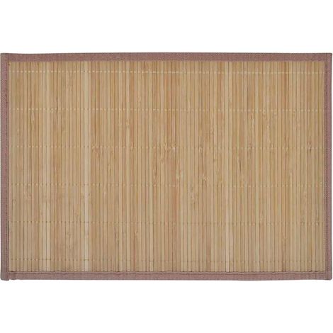 Lot de 6 Napperons de Table en Bambou Faits à la Main Antidérapants Marron 30 x 45 cm (1/4)