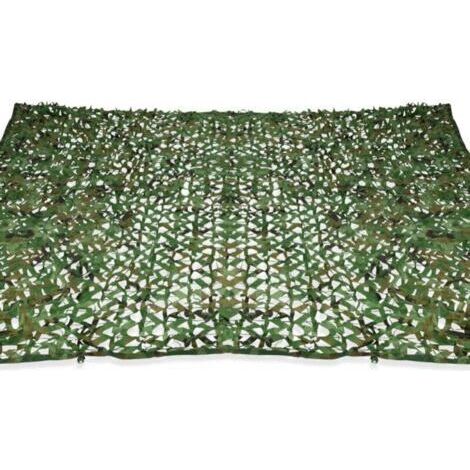 Cyslmuk – Voile d'ombrage rectangulaire 4x3 m camouflage vert – Protection solaire UV – Fixation rapide sur murs et arbres – Polyester léger (1/5)