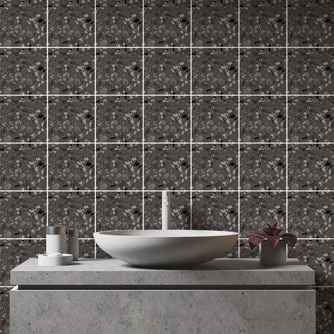 Sticker Mural Carrelage adhésif Cuisine Salle de Bain - 24 STICKERS CARREAUX DE CIMENT TERRAZZO ISABELLA - 24stickers10x10cm (1/5)