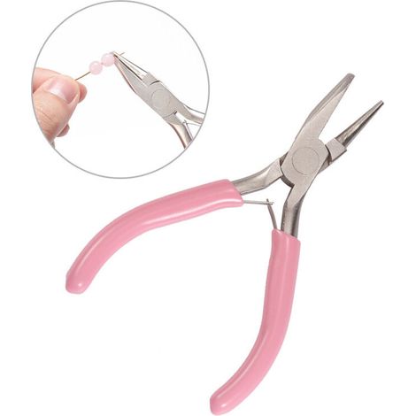 Rundzange aus vernickeltem Eisen mit rosa Griff – Zubehör und Werkzeuge für die Schmuckherstellung (1/4)